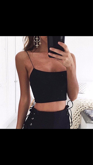 xs Beden siyah Renk Siyah crop top 