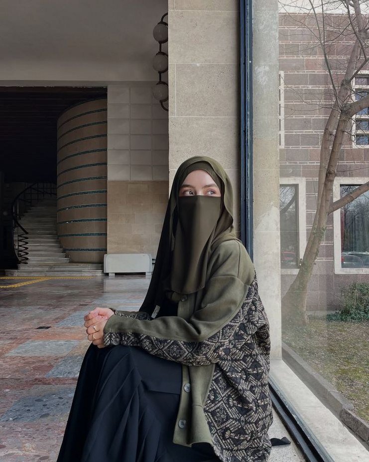 Drapeli Kadın Haki İç peçe - Görsel 3