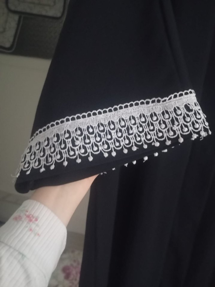 Siyah Uzun Kadın Abaya ferace - Görsel 2