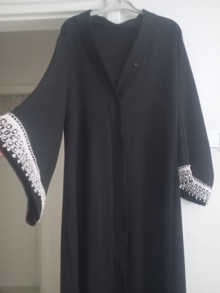 Siyah Uzun Kadın Abaya ferace - Görsel 3