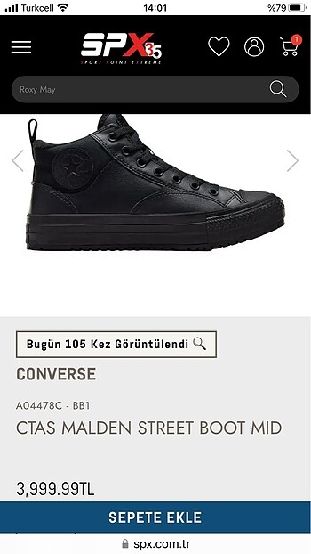 39 Beden siyah Renk CONVERSE BOT