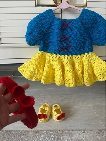 6 Ay Beden Pamuk Prenses Kostüm set (elbise babet ve bandana) 0-6 ay
