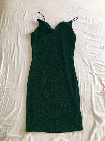 H&M Simli Yeşil Elbise