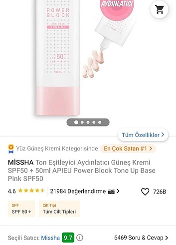 Missha Ton Eşitleyici Aydınlatıcı Güneş Kremi/Power Black Tone B