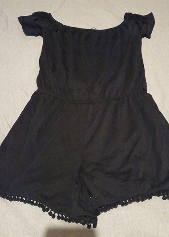 Siyah Keten Midi Kadın Tulum - Görsel 2