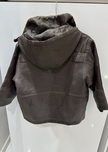 Kürklü Kahverengi Deri Erkek Çocuk Mont - Görsel 11