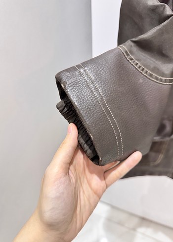 Kürklü Kahverengi Deri Erkek Çocuk Mont - Görsel 3