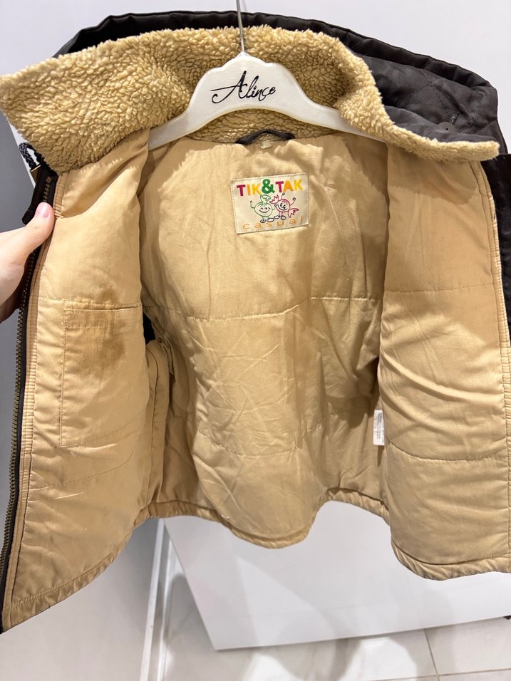 Kürklü Kahverengi Deri Erkek Çocuk Mont - Görsel 4