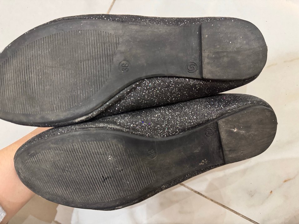 Siyah Parlak Simli Kadın Babet - Görsel 2