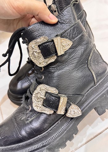 Hakiki deri kadın bot çizme kalın taban tokalı ŞIK - Görsel 5