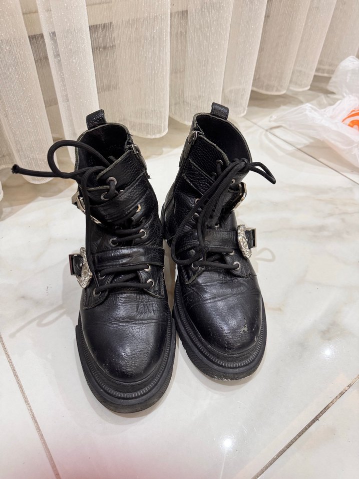 Hakiki deri kadın bot çizme kalın taban tokalı ŞIK - Görsel 2