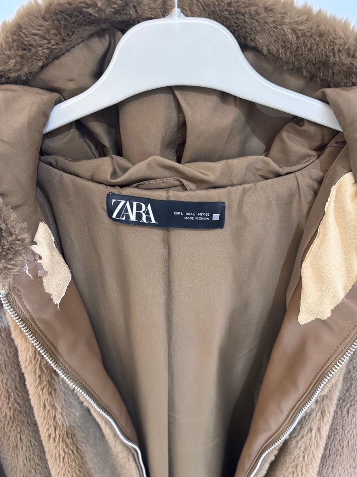 Zara Peluş Kaban Mont Tüylü Mont Kadın - Görsel 4