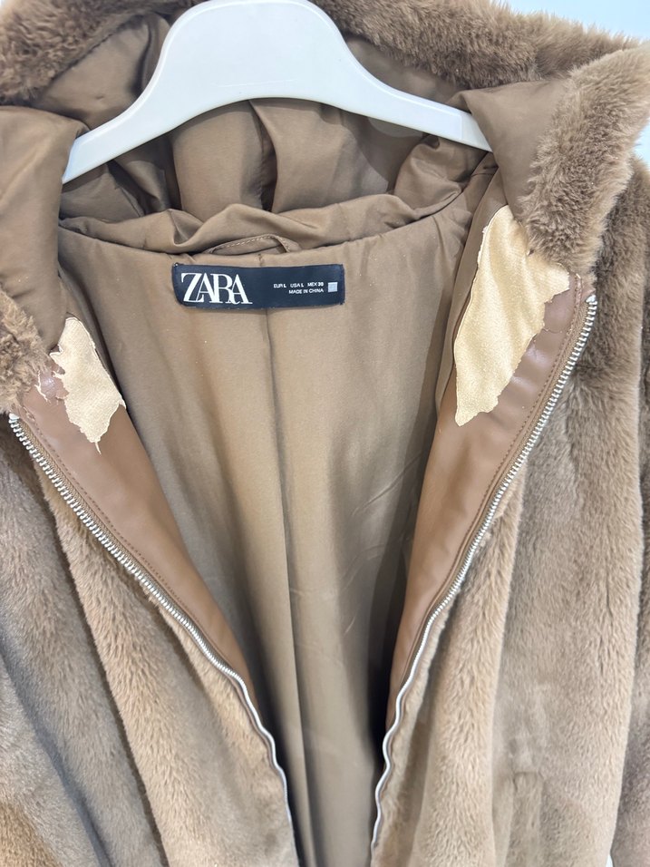 Zara Peluş Kaban Mont Tüylü Mont Kadın - Görsel 3