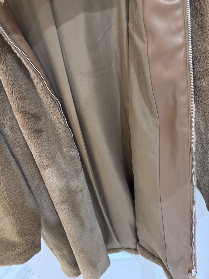 Zara Peluş Kaban Mont Tüylü Mont Kadın - Görsel 5