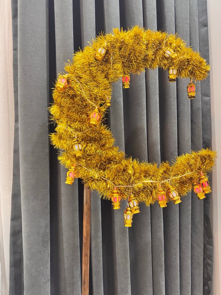 Ramazan hilal ışıklı ayaklı büyük dekoratif süs - Görsel 2