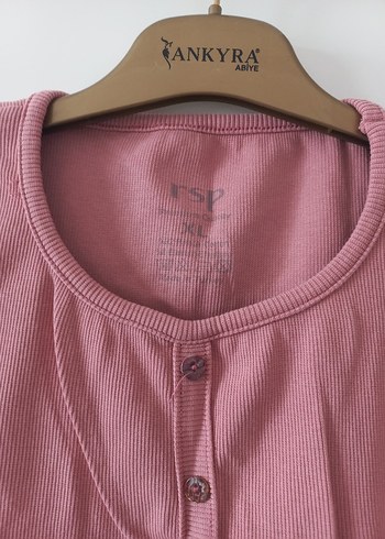 36 Beden pembe Renk Düğmeli Kısa Kollu Pamuklu Crop Bluz