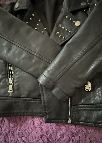 4 Yaş Beden siyah Renk Kız çocuk Siyah Deri Biker Ceket