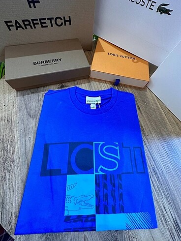 s Beden mavi Renk Lacoste Premium Pamuk tişört