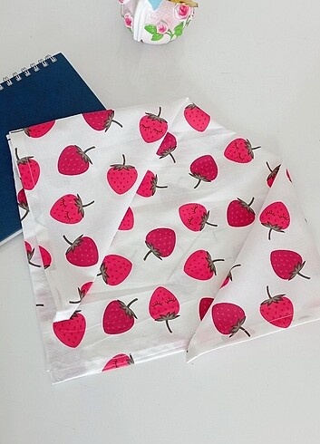 Çilek Desenli Renkli Bandana | 0 Pamuk