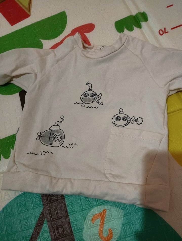 Gri Krem Erkek Bebek Sweatshirt ve Pantolon Takımı - Görsel 3