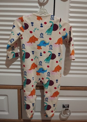 Renkli Dinozor Baskılı Fermuarlı Bebek Tulumu - Görsel 3