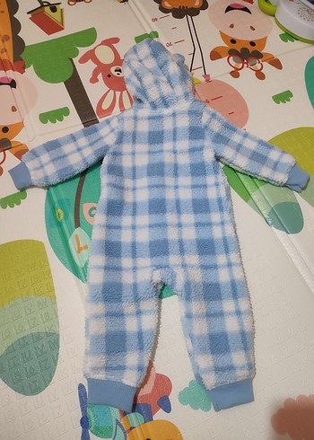 Mavi Ekose Desenli Bebek Tulumu - Görsel 3