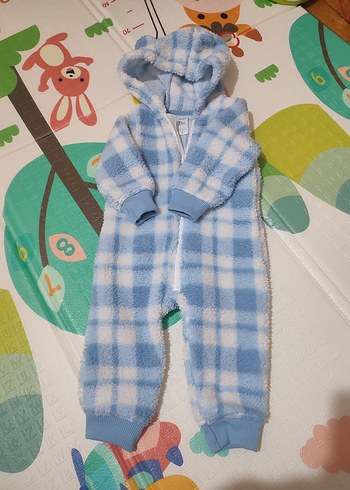 Mavi Ekose Desenli Bebek Tulumu - Görsel 2