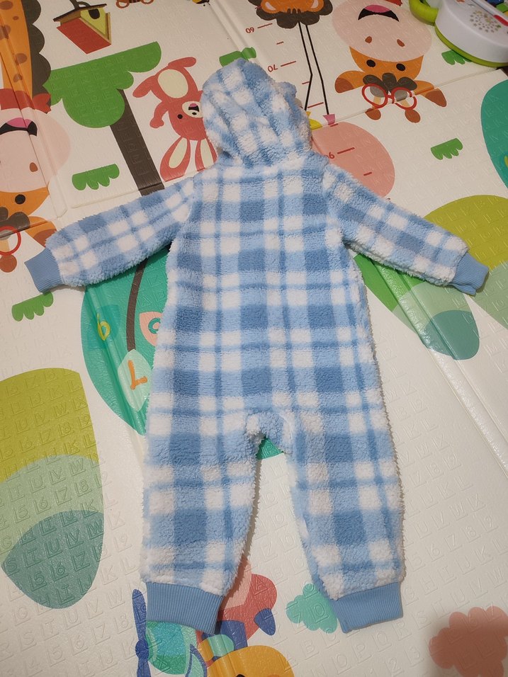 Mavi Ekose Desenli Bebek Tulumu - Görsel 3