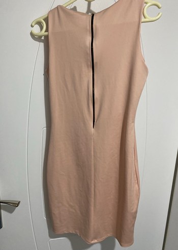 Pembe Midi Kolsuz V Yaka Elbise - Görsel 3