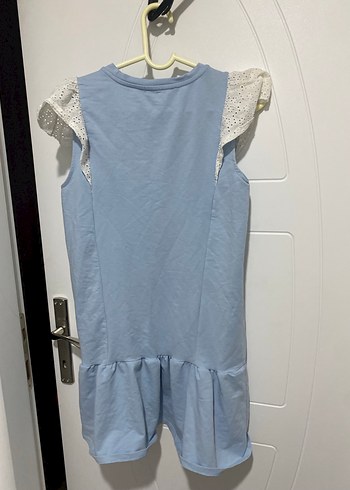 Mavi Kolsuz Midi Elbise Fırfırlı - Görsel 3