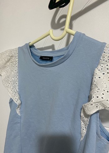 Mavi Kolsuz Midi Elbise Fırfırlı - Görsel 2