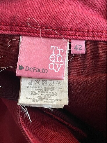42 Beden bordo Renk Kot pantolon