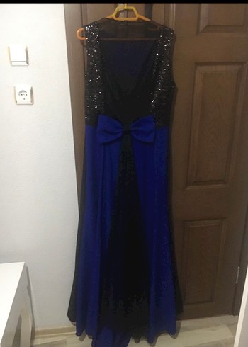 Mavi Drapeli Uzun Abiye Elbise - Görsel 3