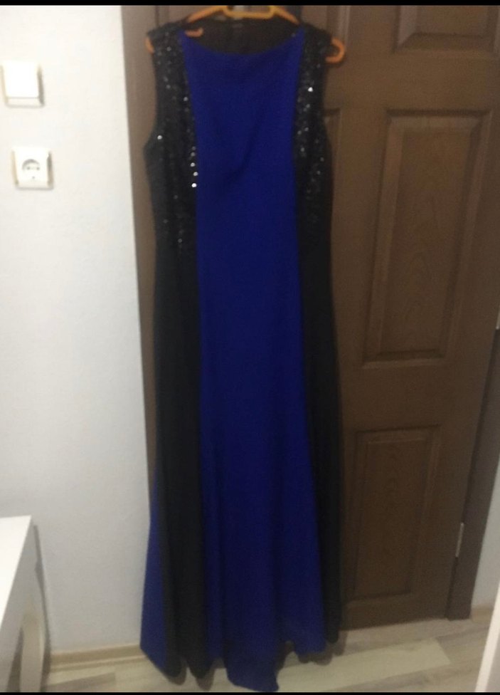 Mavi Drapeli Uzun Abiye Elbise - Görsel 4