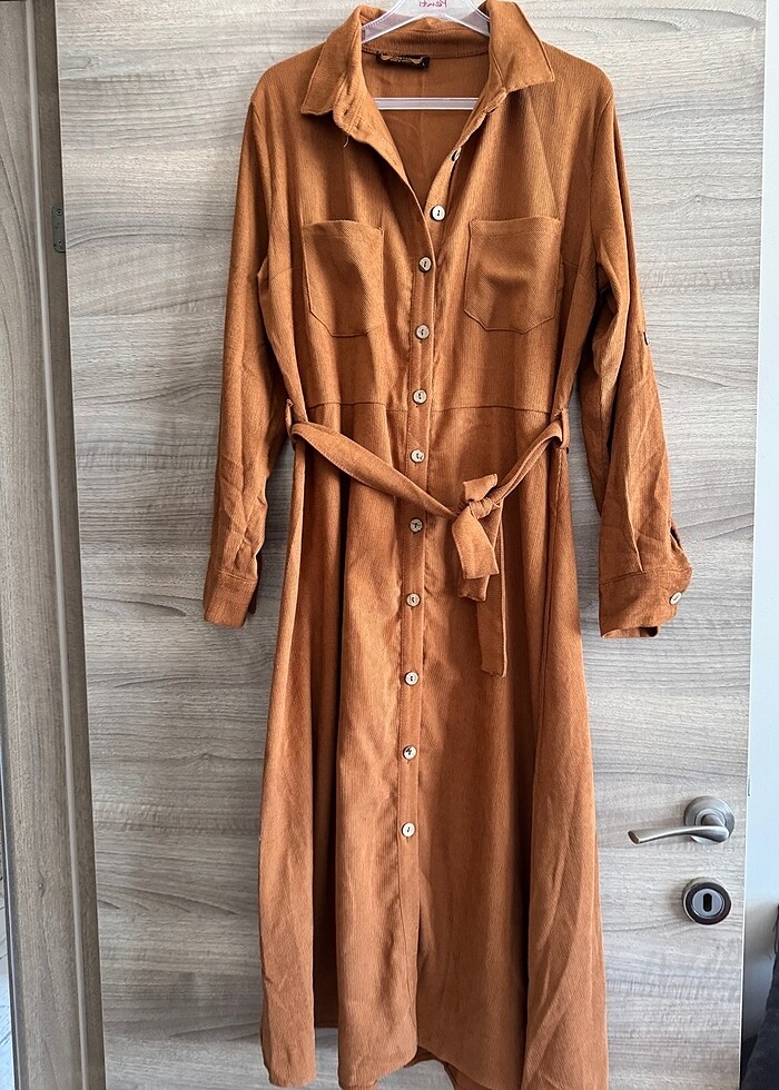 Kadife gömlek elbise - Görsel 2