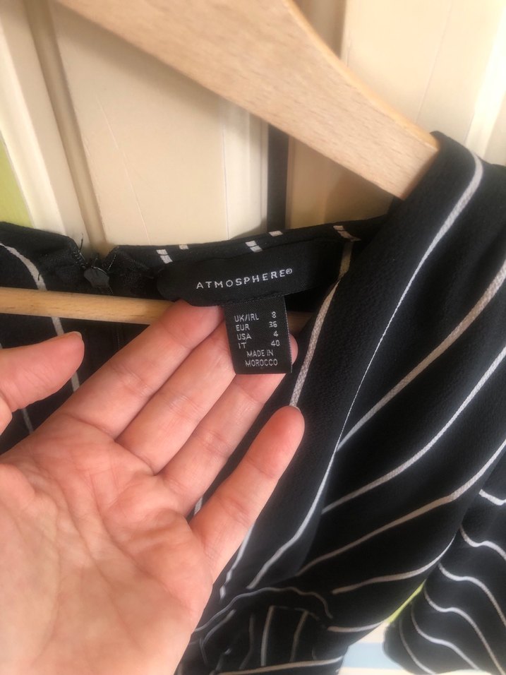 Siyah Çizgili Midi Kumaş Tulum - Görsel 3