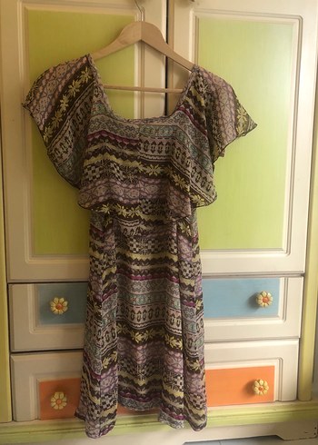 Bohem Çok Renkli Triko Elbisesi - Görsel 2