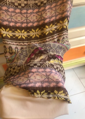 Bohem Çok Renkli Triko Elbisesi - Görsel 3