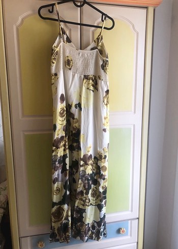 Sarı Drapeli Uzun Bohem Elbise - Görsel 3