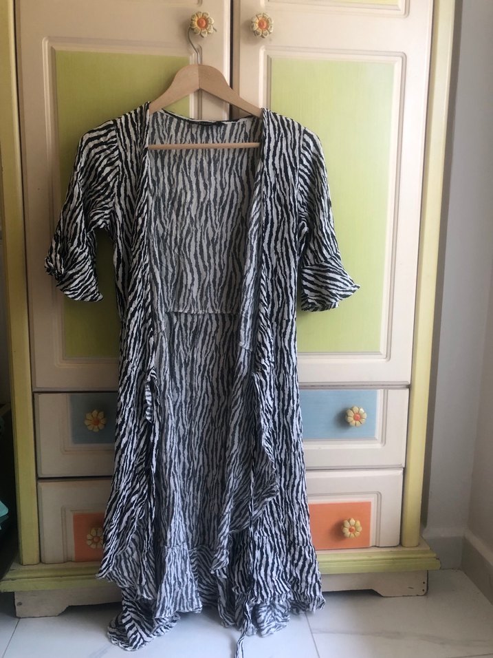 LCW Casual Gri Zebra Desenli Kadın elbise - Görsel 2