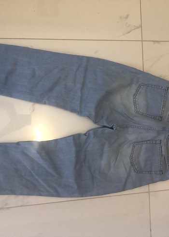 Kadın Mavi Yırtık Bol Kesim Denim Pantolon - Görsel 2