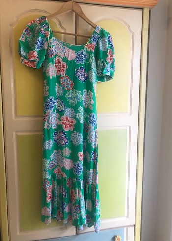 Çiçek Desenli Uzun Bohem Elbise - Görsel 3