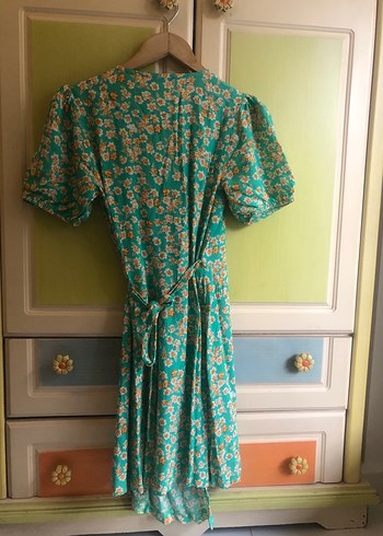 Turkuaz Bağlamalı Uzun elbise - Görsel 3