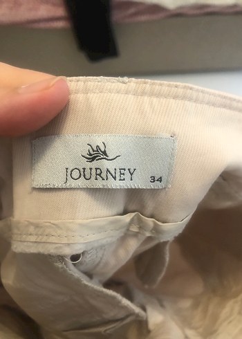 JOURNEY - Bej Regular Fit Keten kadın Pantolon - Görsel 3