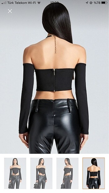 Boutique 9 Sırt fermuarlı crop siyah