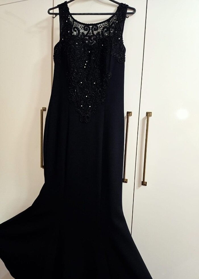 Güpür işleme detaylı abiye elbise  - Görsel 2