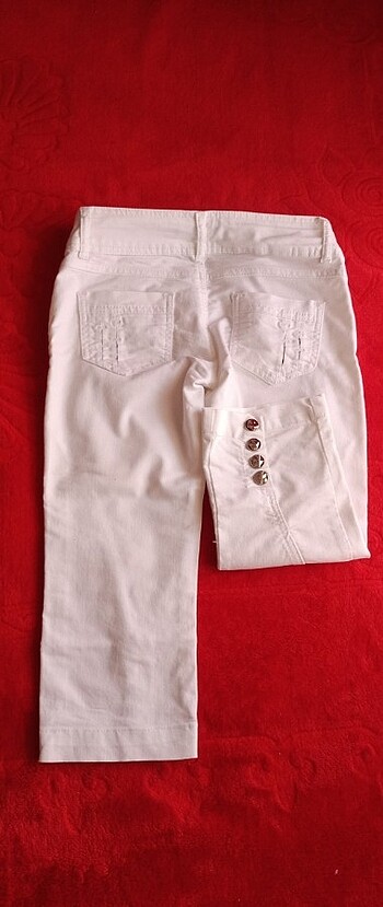 Beyaz kapri jean pantolon  - Görsel 5