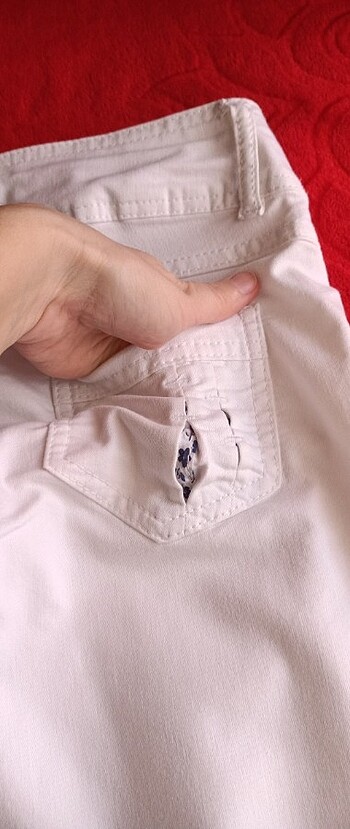 Beyaz kapri jean pantolon  - Görsel 6