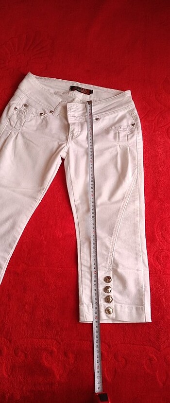 Beyaz kapri jean pantolon  - Görsel 7