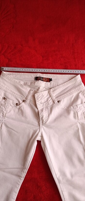 Beyaz kapri jean pantolon  - Görsel 8